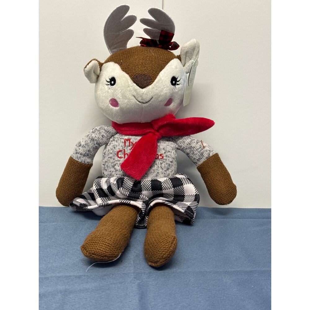 Spark‎ My First Christmas Deer in Skirt Plush Animal NWT